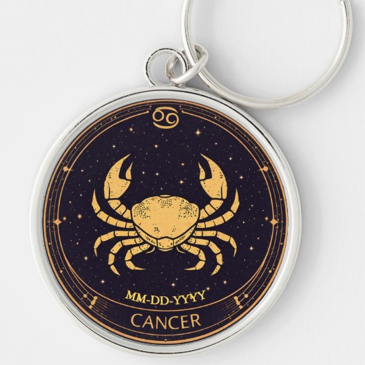Cancer Zodiac Keychain with Birth Date Schlüsselanhänger (Vorne)