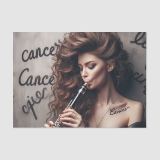 Cancer Zodiac Musician Klarinette Decoupage Seidenpapier (Vorderseite)