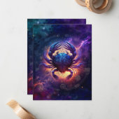 Cancer Zodiac-Schild Wasserfarbdesign Mitteilungskarte (Vorderseite/Rückseite Beispiel)