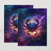 Cancer Zodiac-Schild Wasserfarbdesign Mitteilungskarte (Vorne/Hinten)
