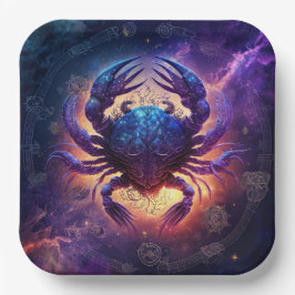 Cancer Zodiac-Schild Wasserfarbdesign Pappteller