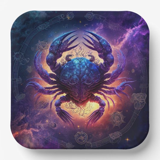 Cancer Zodiac-Schild Wasserfarbdesign Pappteller (Vorderseite)
