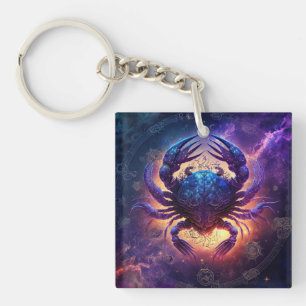 Cancer Zodiac-Schild Wasserfarbdesign Schlüsselanhänger