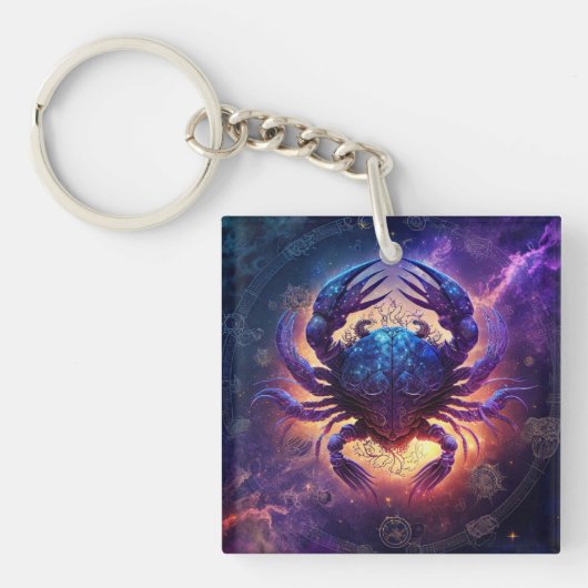 Cancer Zodiac-Schild Wasserfarbdesign Schlüsselanhänger (Vorderseite)