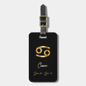 Cancer Zodiac Sign Black & Gold Luggage Tag Gepäckanhänger (Vorderseite vertikal)