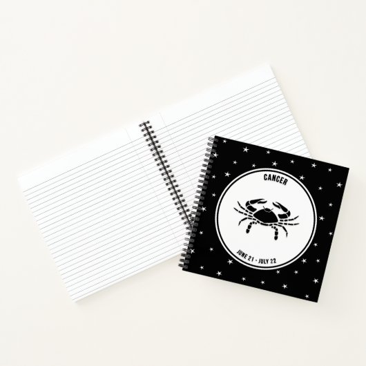 Cancer Zodiac Sign, Black & White Notebook Notizblock (Innenseite)