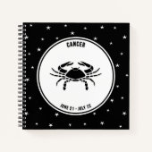 Cancer Zodiac Sign, Black & White Notebook Notizblock (Vorderseite)