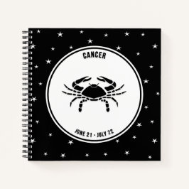 Cancer Zodiac Sign, Black & White Notebook Notizblock