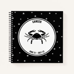 Cancer Zodiac Sign, Black & White Notebook Notizblock