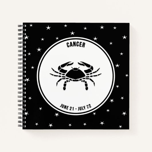 Cancer Zodiac Sign, Black & White Notebook Notizblock (Vorderseite)