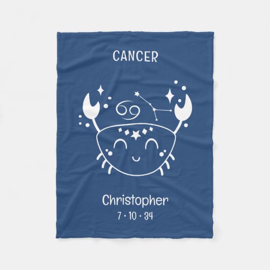Cancer Zodiac Star Name Birthdate Blue Baby Fleecedecke (Vorderseite)