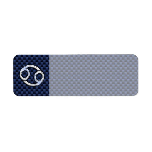 Cancer Zodiac Symbol Navy Blue Carbon Fibre Print