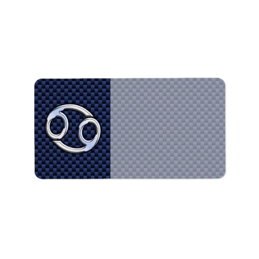 Cancer Zodiac Symbol Navy Blue Carbon Fibre Print Adressaufkleber (Vorne)