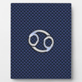 Cancer Zodiac Symbol Navy Blue Carbon Fibre Print Fotoplatte (Vorderseite)
