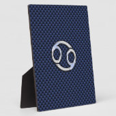 Cancer Zodiac Symbol Navy Blue Carbon Fibre Print Fotoplatte (Seite)