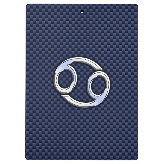 Cancer Zodiac Symbol Navy Blue Carbon Fibre Print Klemmbrett (Rückseite)