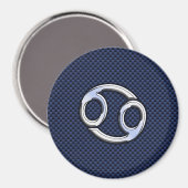 Cancer Zodiac Symbol Navy Blue Carbon Fibre Print Magnet (Vorderseite/Rückseite)