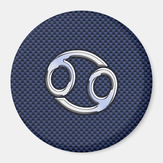 Cancer Zodiac Symbol Navy Blue Carbon Fibre Print Magnet (Vorne)
