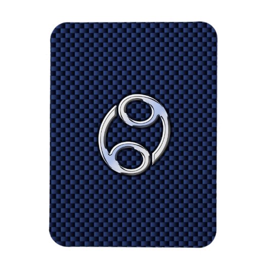 Cancer Zodiac Symbol Navy Blue Carbon Fibre Print Magnet (Vertikal)