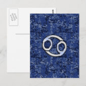 Cancer Zodiac Symbol Navy Blue Digital Camouflage Postkarte (Vorne/Hinten)