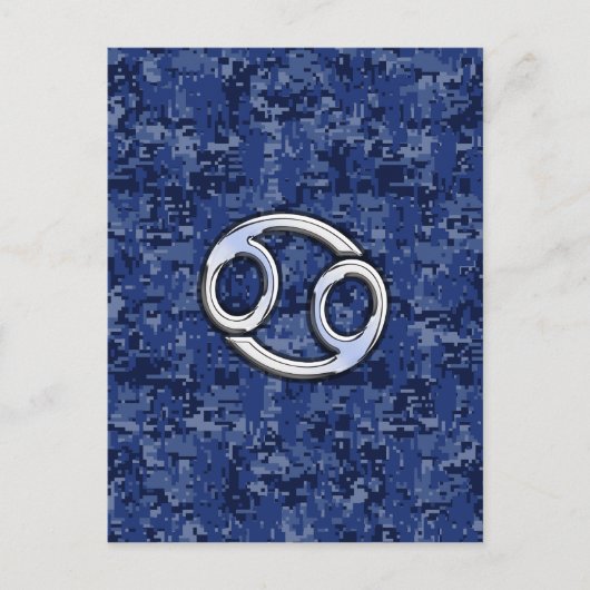 Cancer Zodiac Symbol Navy Blue Digital Camouflage Postkarte (Vorderseite)