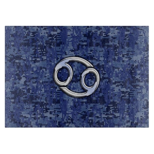 Cancer Zodiac Symbol Navy Blue Digital Camouflage Schneidebrett (Vorderseite)