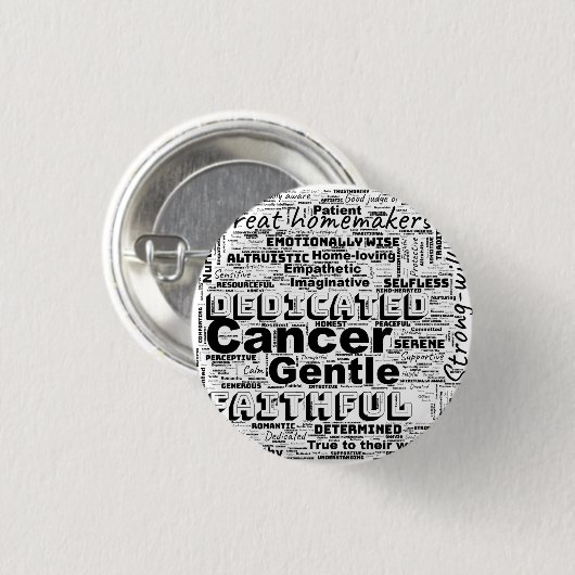 Cancer Zodiac Word Cloud Inspiration Button (Vorne & Hinten)