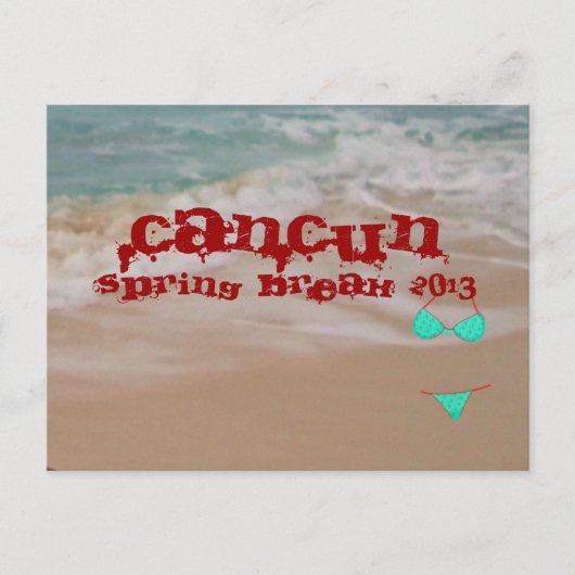 Cancun 2013 Spring Break Beach Waves Postcard Postkarte (Vorderseite)