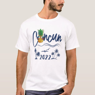 Cancun 2022 Mexiko Ananas Sonnenbrille Urlaub T-Shirt
