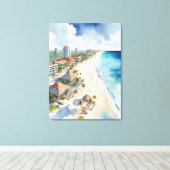 Cancun Aquarell Leinwanddruck (Insitu (Holzboden))