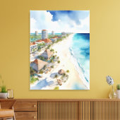 Cancun Aquarell Leinwanddruck (Insitu (Wohnzimmer))