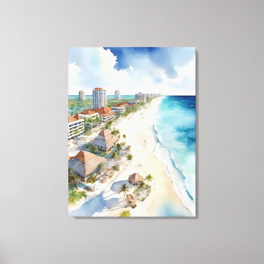 Cancun Aquarell Leinwanddruck (Vorderseite)