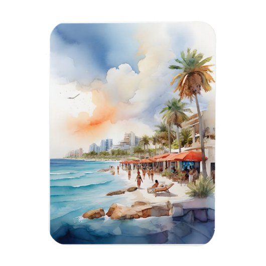 Cancun Aquarell Magnet (Vertikal)