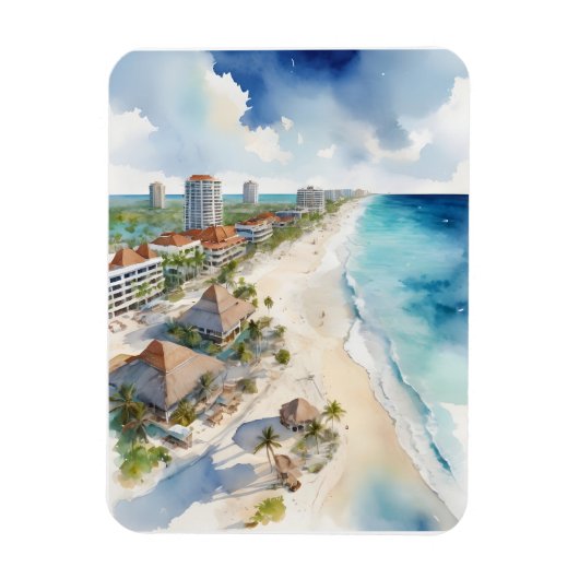 Cancun Aquarell Magnet (Vertikal)