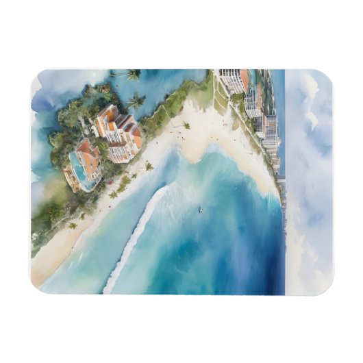 Cancun Aquarell Magnet (Horizontal)