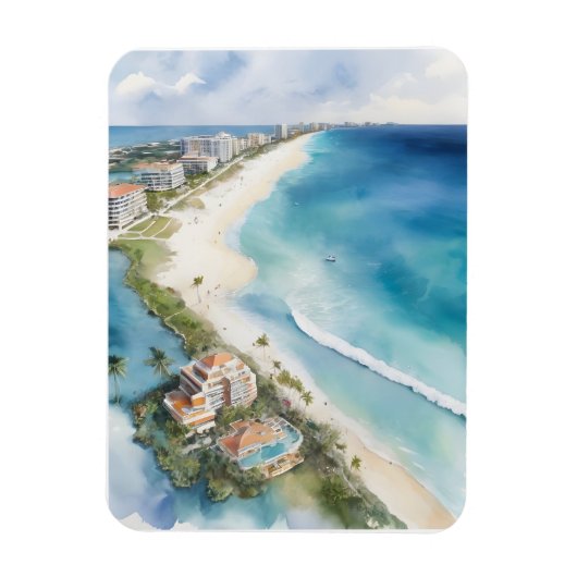 Cancun Aquarell Magnet (Vertikal)