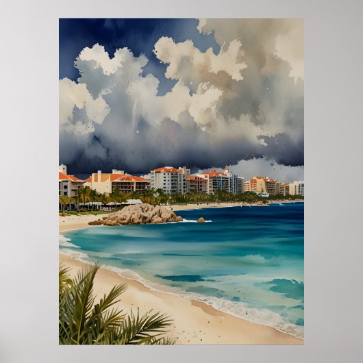 Cancun Aquarell Poster (Vorne)