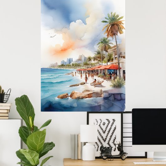 Cancun Aquarell Poster (Heimbüro)