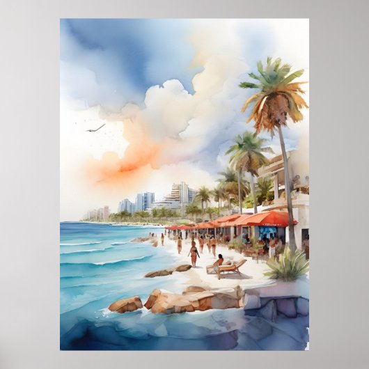 Cancun Aquarell Poster (Vorne)
