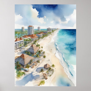 Cancun Aquarell Poster