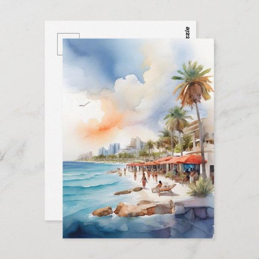 Cancun Aquarell Postkarte (Vorne/Hinten)