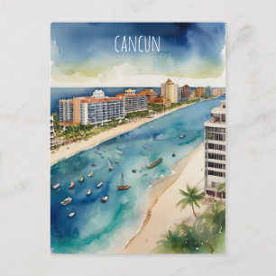 Cancun Aquarell Postkarte