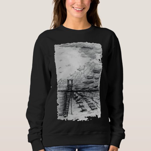 Cancun Beach bewölkt schwarz-weiß Sweatshirt (Vorderseite)