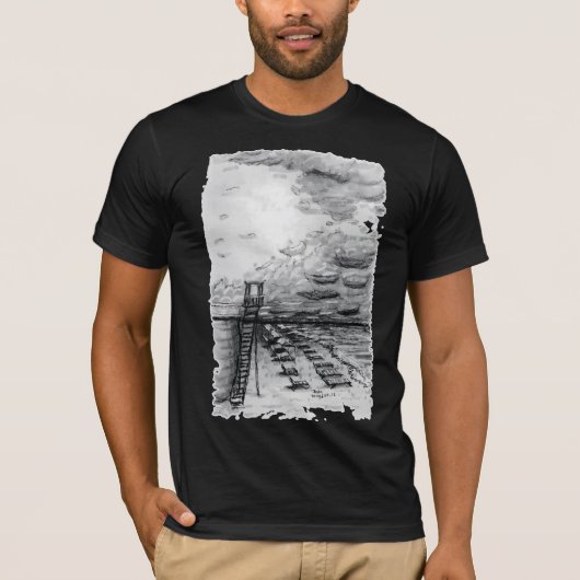 Cancun Beach bewölkt schwarz-weiß T-Shirt (Vorderseite)