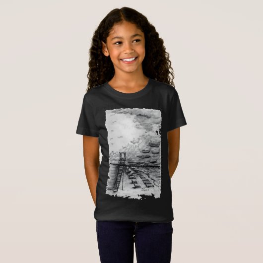 Cancun Beach bewölkt schwarz-weiß T-Shirt (Vorne ganz)