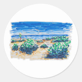 Cancun Beach farbenfroh und frisch Runder Aufkleber