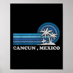 Cancun Beach Mexico Family Sommerurlaub Vintag Poster