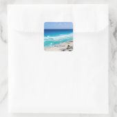 Cancun Beach, Mexico Quadratischer Aufkleber (Tasche)