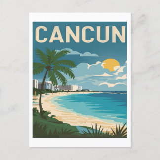 Cancun Beach Mexico Vintage Travel Postkarte