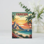 Cancun Beach Mexico Vintage Travel Postkarte (Stehend Vorderseite)